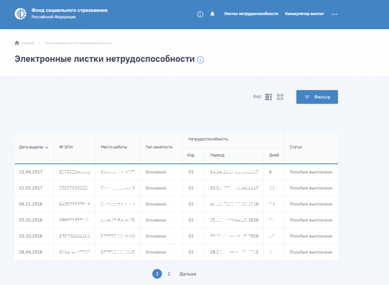 Личный кабинет ФСС