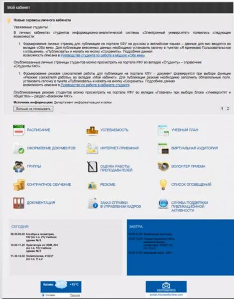 Личный кабинет КФУ