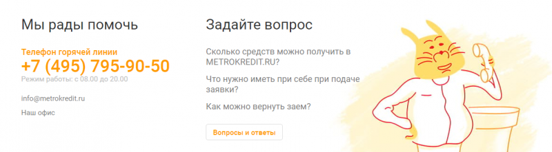 Займы телефон горячей линии. Метрокредит или Манимен.