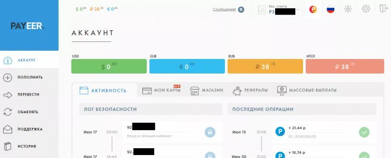 Личный кабинет Платежный кошелек