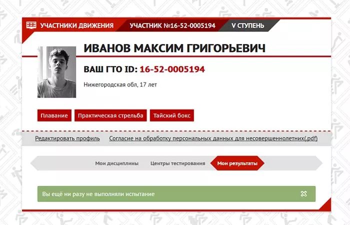 Личный кабинет ВФСК ГТО