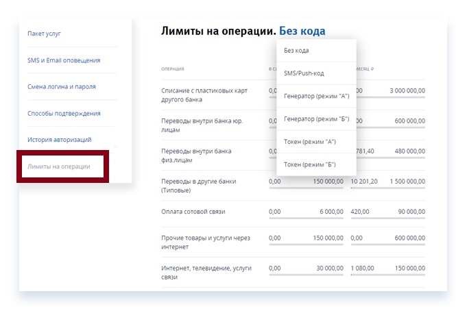 Втб установил лимиты