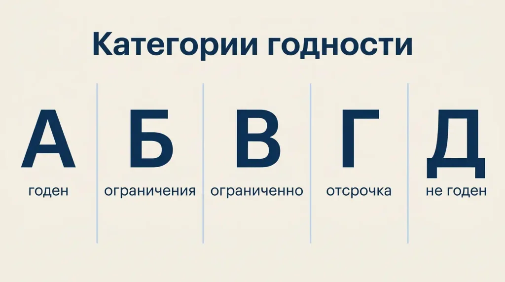 Категории годности А, Б, В, Г, Д и что каждая значит при оформлении контракта